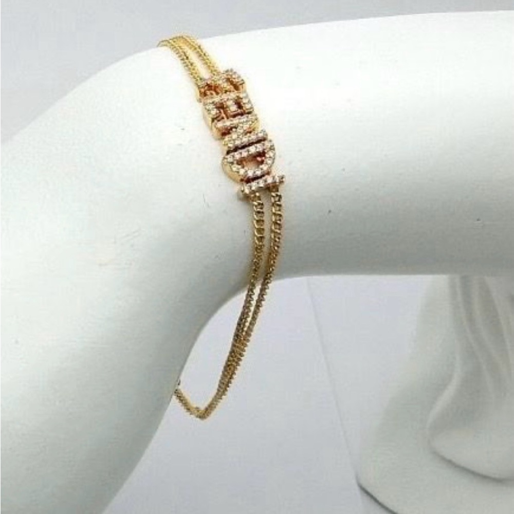 Fendi Gold Bracelet with Crystal Detailing